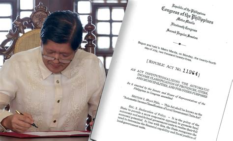 Marcos signs law on automatic LGU income classification.